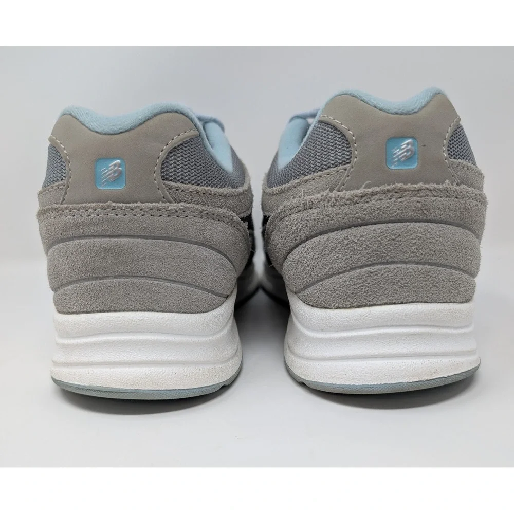 New Balance 877 Walking Shoes Womens 9 Grey Blue Suede Mesh Sneakers VERY NICE!